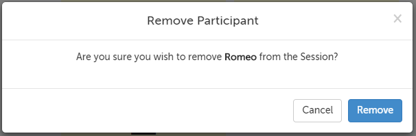 The confirmation message to remove a participant