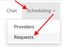 Scheduling tab, Requests subtab