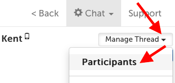 Manage button; "Participants" is first option in drop-down menu