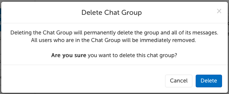 Delete Chat Group confirmation message