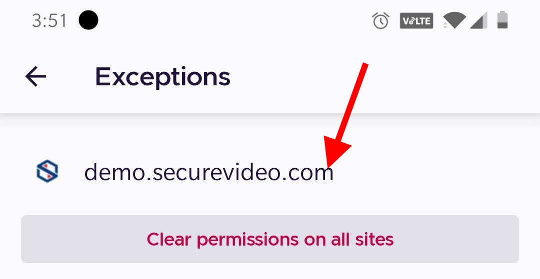 Arrow pointing at "demo.securevideo.com", the branded subdomain for this example