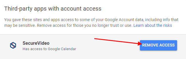 Arrow pointing at "Remove Access" button